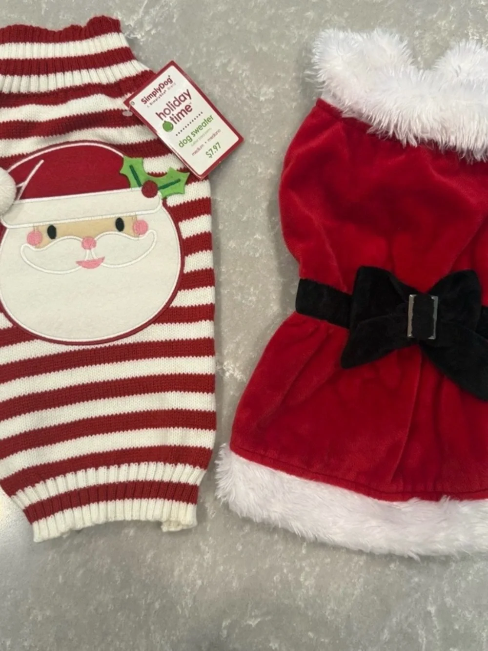 Christmas Dog Clothes Lot Small SimplyDog Santa Sweater Mrs Claus Dress Size S